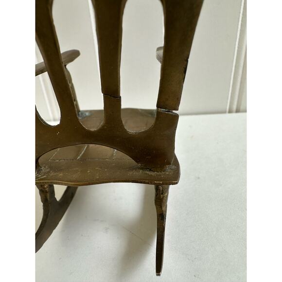 Vintage Miniature Doll House Small Brass Rocking Chair 3.5" - Picture 4 of 7